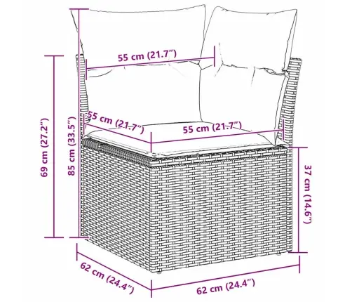 Sodo Sofų Rinkinys Su Pagalve 7 Pcs Juoda Poli Ratanas