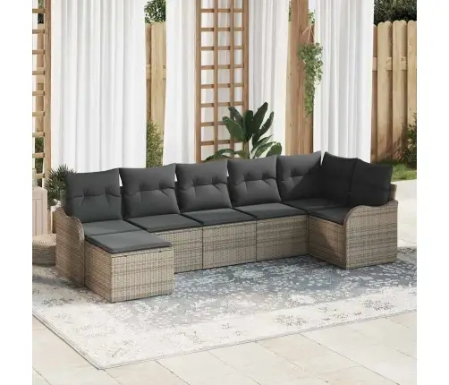 Sodo Sofų Rinkinys Pilka Poliratanas