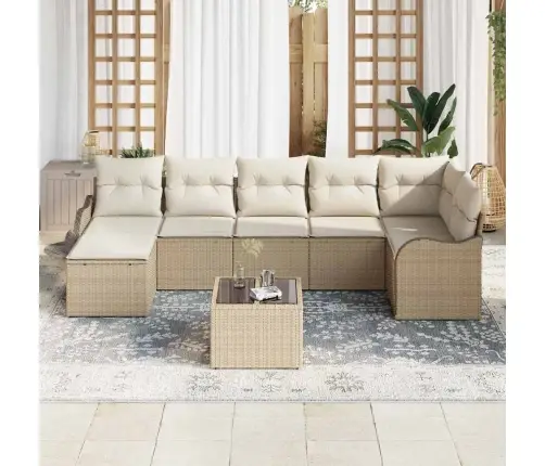 8 Daļu Dārza Dīvānu Komplekts Ar Spilveniem Brūnā Rotangpalmas Vidaxl