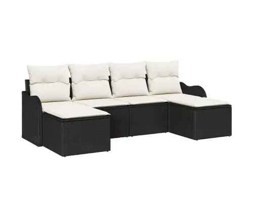 Sodo Sofų Rinkinys Su Pagalve 6 Pcs Juoda Poli Ratanas