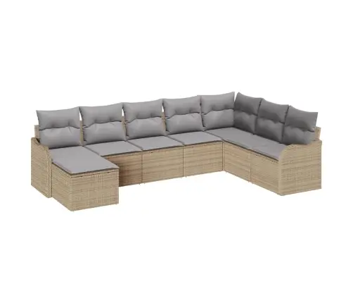 8 Gab. Dārza Dīvānu Komplekts Ar Spilveniem Bēšs Poli Rotangpalma Vidaxl