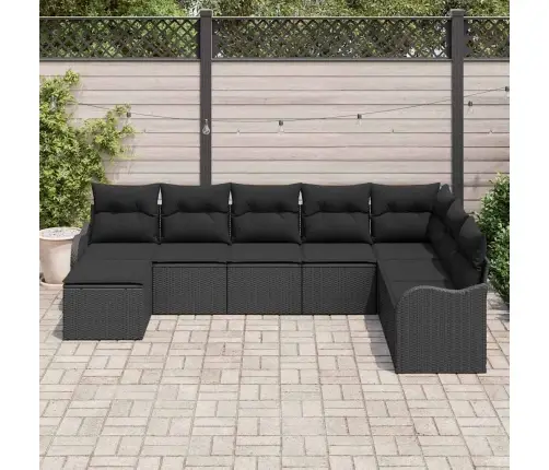 Aia Diivanikomplekt 8 Pcs Must Polürotang