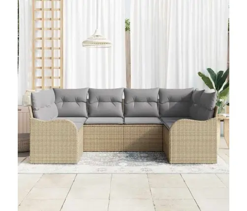 6 Daļu Dārza Dīvānu Komplekts Ar Spilveniem, Bēšs, Rotangpalma Vidaxl