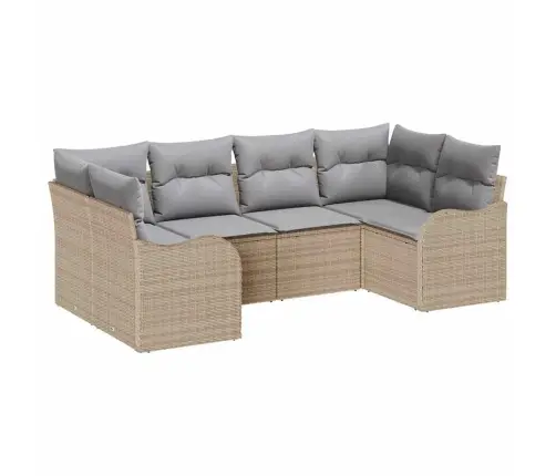 6 Daļu Dārza Dīvānu Komplekts Ar Spilveniem, Bēšs, Rotangpalma Vidaxl