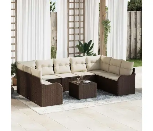 Sodo Sofų Rinkinys Ruda Poliratanas