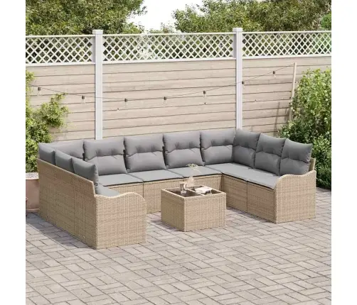 10 Elementu Dārza Dīvānu Komplekts Ar Spilveniem Melnā Polira Rotangpalma Vidaxl