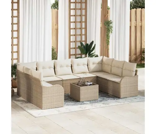 10 Daļu Dārza Dīvānu Komplekts Ar Spilveniem Brūnā Poli Rotangpalmas Vidaxl