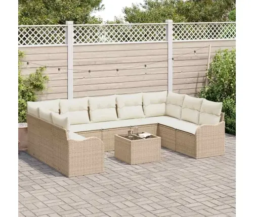 10 Daļu Dārza Dīvānu Komplekts Ar Spilveniem Brūnā Poli Rotangpalmas Vidaxl