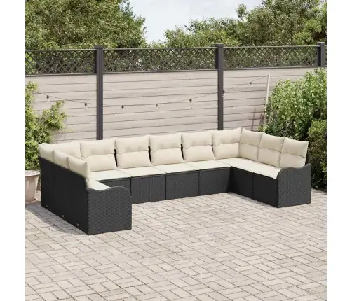 Sodo Sofų Rinkinys Juoda Poliratanas