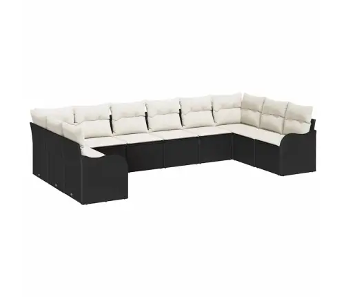 Sodo Sofų Rinkinys Juoda Poliratanas