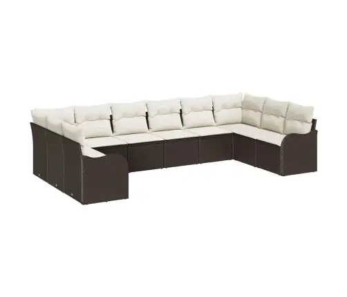 10 Daļu Dārza Dīvānu Komplekts Ar Spilveniem, Brūns Poli Rotangpalmas Vidaxl