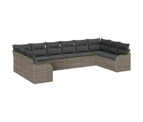 10 Gab. Dārza Dīvānu Komplekts Ar Spilveniem Pelēks Poli Rotangpalma Vidaxl