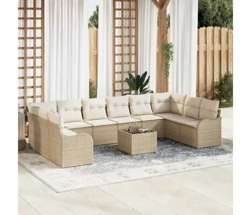 11 Daļu Dārza Dīvānu Komplekts Ar Spilveniem Brūna Poli Rotangpalma Vidaxl