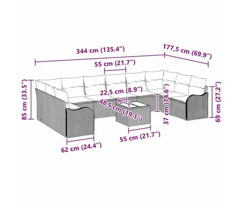 Aia Diivanikomplekt Helehall Polürotang