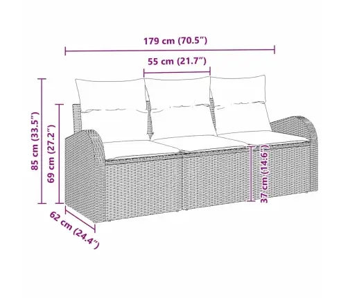 Aia Diivanikomplekt Padjaga 3 Pcs Must Polürooster