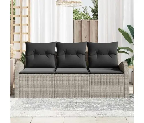 3 Daļu Dārza Dīvānu Komplekts Ar Spilveniem Gaismas Pelēkā Poli Rotangpalmas Vidaxl