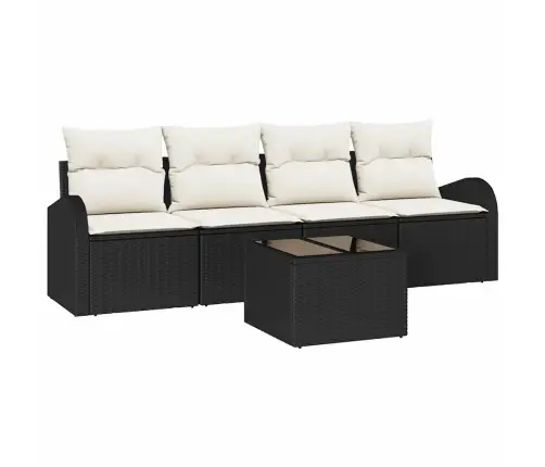 5 Daļu Dārza Dīvanu Komplekts Ar Spilventiņiem Melns Polietilēna Rotangpalmas Vidaxl