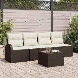 Dārza Dīvānu Komplekts Ar Spilvenu 5 Pcs Brūna 55 X 55 X 37 Cm Vidaxl