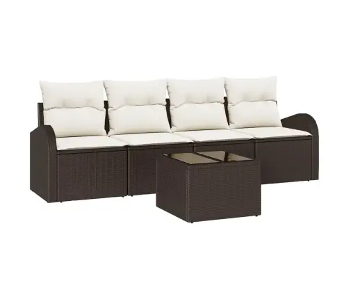 5 Gabalu Dārza Dīvānu Komplekts Ar Spilveniem Brūnā Poli Rotangpalmas Vidaxl 5 Gabalu Dārza Dīvānu Komplekts Ar Spilveniem Brūnā Poli Rotangpalmas Vidaxl