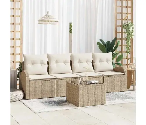 Sodo Sofų Rinkinys Smėlio 55 X 55 X 37 Cm Poliratanas