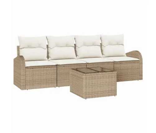 Sodo Sofų Rinkinys Smėlio 55 X 55 X 37 Cm Poliratanas