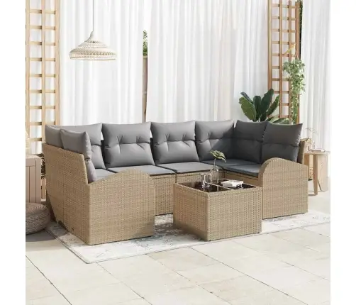 Sodo Sofų Rinkinys Smėlio 55 X 55 X 37 Cm Poliratanas