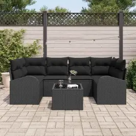 Dārza Dīvānu Komplekts Ar Spilvenu 7 Pcs Melna 55 X 55 X 37 Cm Vidaxl