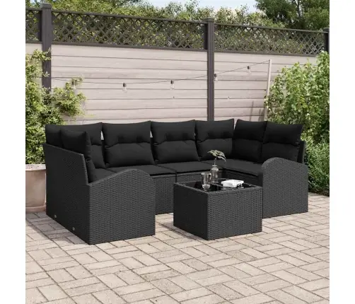 Sodo Sofų Rinkinys Juoda 55 X 55 X 37 Cm Poliratanas