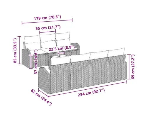 Sodo Sofų Rinkinys Juoda 55 X 55 X 37 Cm Poliratanas