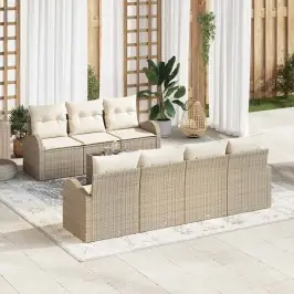 Dārza Dīvānu Komplekts 8 Pcs Bēša 55 X 55 X 37 Cm Poliratāns Vidaxl