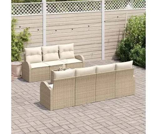 8 Daļu Dārza Dīvānu Komplekts Ar Spilveniem Bēšā Poli Rotangpalmas Vidaxl