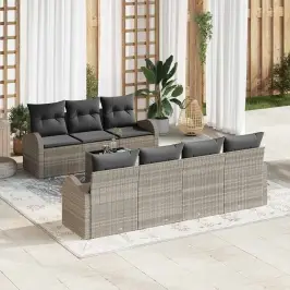 Dārza Dīvānu Komplekts 8 Pcs Gaiši Pelēka 55 X 55 X 37 Cm Vidaxl