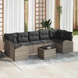 Dārza Dīvānu Komplekts 8 Pcs Pelēka 55 X 55 X 37 Cm Poliratāns Vidaxl