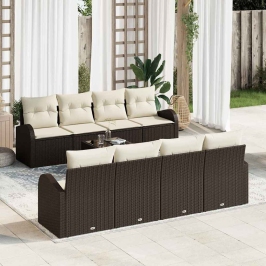 Dārza Dīvānu Komplekts 7 Pcs Brūns Un Bēšs 55 X 55 X 37 Cm Vidaxl