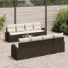 9 Daļas Dārza Dīvānu Komplekts Ar Spilveniem Brūnā Poli Rotangpalma Vidaxl