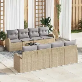 Dārza Dīvānu Komplekts 7 Pcs Bēša 55 X 55 X 37 Cm Poliratāns Vidaxl