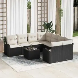 Dārza Dīvānu Komplekts 9 Pcs Melna 55 X 55 X 37 Cm Poliratāns Vidaxl