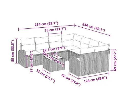 Sodo Sofų Rinkinys 55 X 55 X 37 Cm Poliratanas