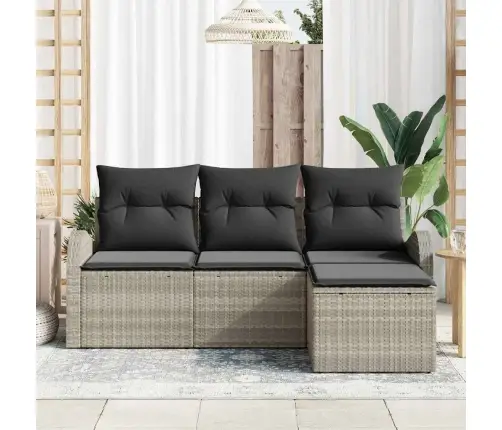 Sodo Sofų Rinkinys Šviesiai Pilka Poliratanas