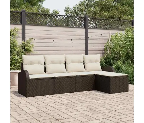 Sodo Sofų Rinkinys 5 Pcs Ruda Poliratanas