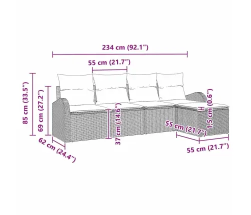 Sodo Sofų Rinkinys Pilka Poliratanas
