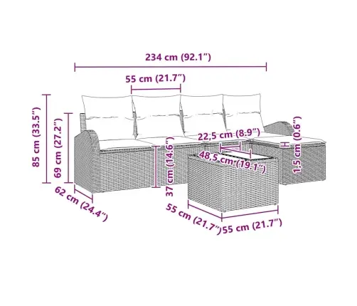 Aia Diivanikomplekt 6 Pcs Hall Polürotang