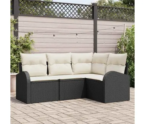 4 Gabalu Dārza Dīvānu Komplekts Ar Spilveniem Melnā Poliranžā Vidaxl