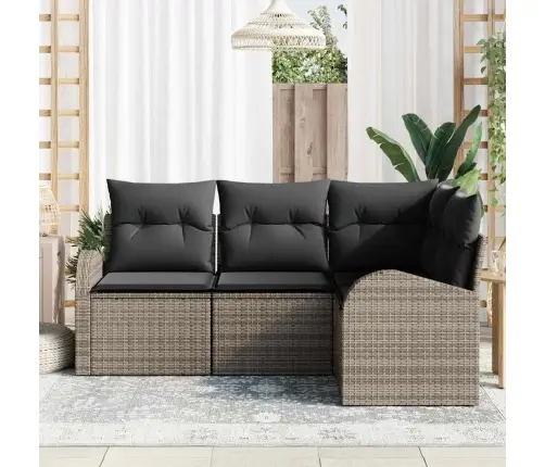 Sodo Sofų Rinkinys Pilka Poliratanas