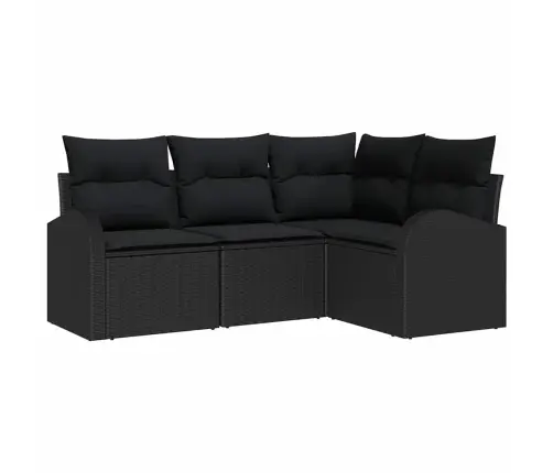 Sodo Sofų Rinkinys 4 Pcs Juoda Poliratanas