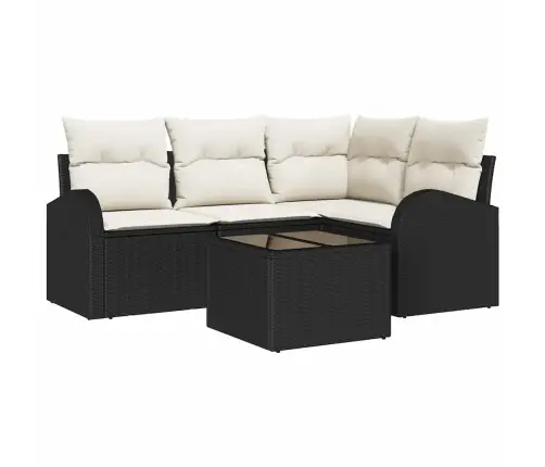 Sodo Sofų Rinkinys 5 Pcs Juoda Poliratanas