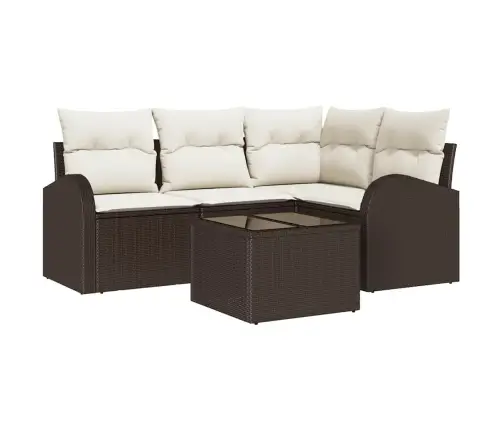 4 Daļu Dārza Dīvānu Komplekts Ar Spilveniem Pelēks Poli Rotangpalma Vidaxl