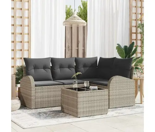 5 Gabalu Dārza Dīvānu Komplekts Ar Spilveniem Pelēkā Poli Rotangpalmas Vidaxl