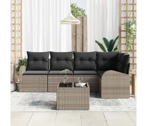 5 Gabalu Dārza Dīvānu Komplekts Ar Spilveniem Melna Poli Rotangpalma Vidaxl