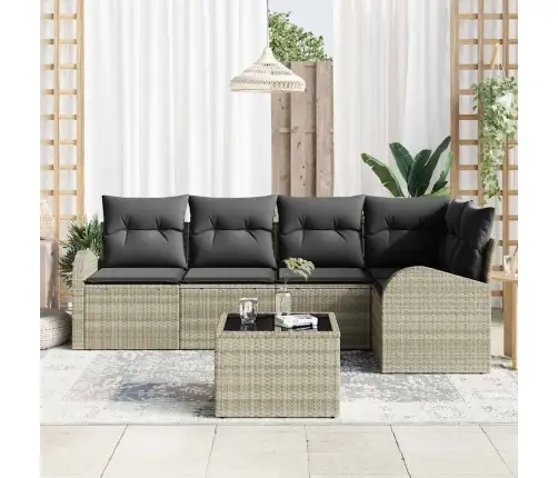 Sofos Komplektas Su Pagalve 6 Pcs Šviesiai Pilka Poliesteris